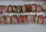 CRB1282 15.5 inches 4*6mm faceted rondelle rhodochrosite beads