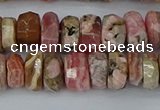 CRB1284 15.5 inches 6*10mm faceted rondelle rhodochrosite beads