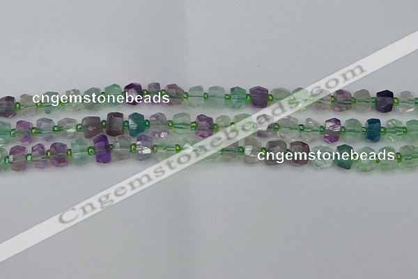 CRB1288 15.5 inches 6*10mm faceted rondelle fluorite beads