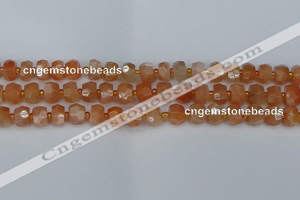 CRB1292 15.5 inches 6*10mm faceted rondelle moonstone beads