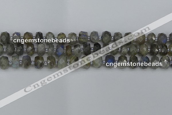 CRB1296 15.5 inches 6*10mm faceted rondelle labradorite beads