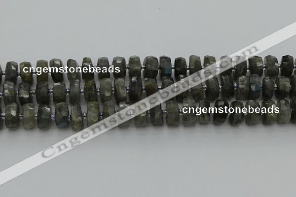 CRB1302 15.5 inches 6*12mm faceted rondelle labradorite beads