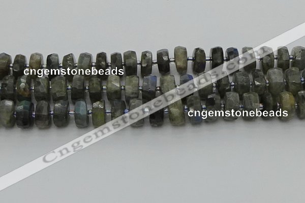 CRB1303 15.5 inches 7*14mm faceted rondelle labradorite beads