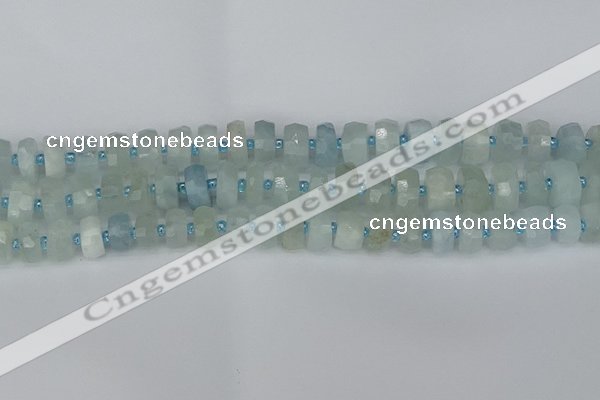 CRB1311 15.5 inches 6*10mm faceted rondelle aquamarine beads