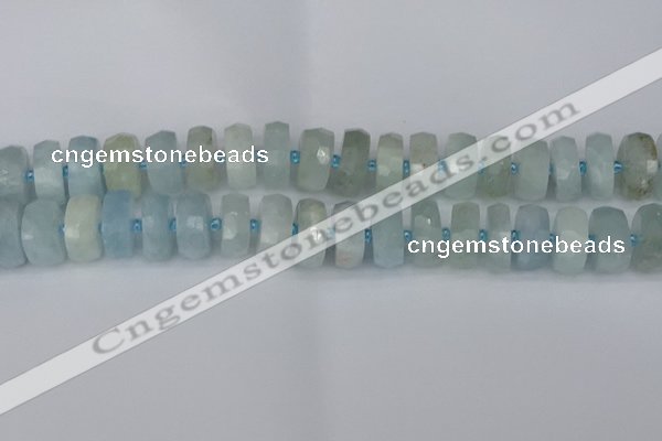 CRB1315 15.5 inches 8*16mm faceted rondelle aquamarine beads