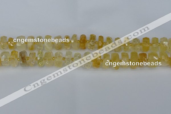 CRB1322 15.5 inches 6*12mm faceted rondelle citrine beads