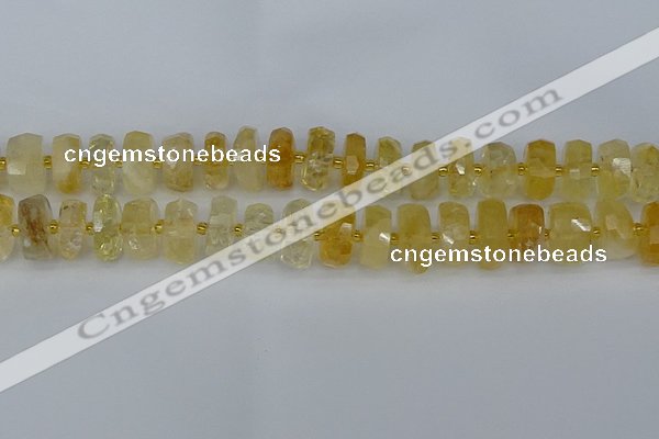 CRB1323 15.5 inches 7*14mm faceted rondelle citrine beads