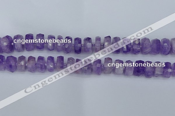 CRB1333 15.5 inches 7*14mm faceted rondelle lavender amethyst beads