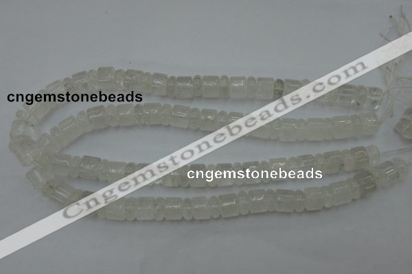 CRB134 15.5 inches 6*12mm & 10*12mm rondelle white crystal beads