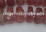 CRB1344 15.5 inches 8*16mm faceted rondelle strawberry quartz beads