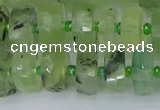 CRB1351 15.5 inches 6*10mm faceted rondelle green rutilated quartz beads