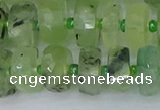 CRB1352 15.5 inches 6*12mm faceted rondelle green rutilated quartz beads