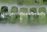 CRB1354 15.5 inches 8*16mm faceted rondelle green rutilated quartz beads