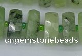 CRB1355 15.5 inches 8*18mm faceted rondelle green rutilated quartz beads