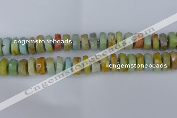 CRB1364 15.5 inches 8*16mm faceted rondelle Chinese amazonite beads