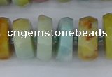 CRB1365 15.5 inches 8*18mm faceted rondelle Chinese amazonite beads