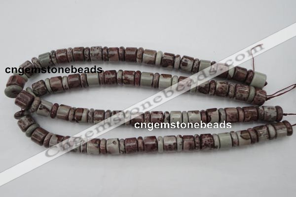 CRB137 15.5 inches 6*12mm & 10*12mm rondelle artistic jasper beads