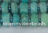 CRB1371 15.5 inches 6*10mm faceted rondelle amazonite beads