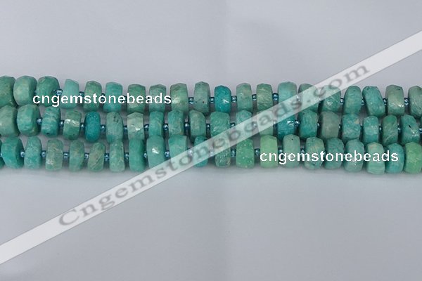 CRB1371 15.5 inches 6*10mm faceted rondelle amazonite beads