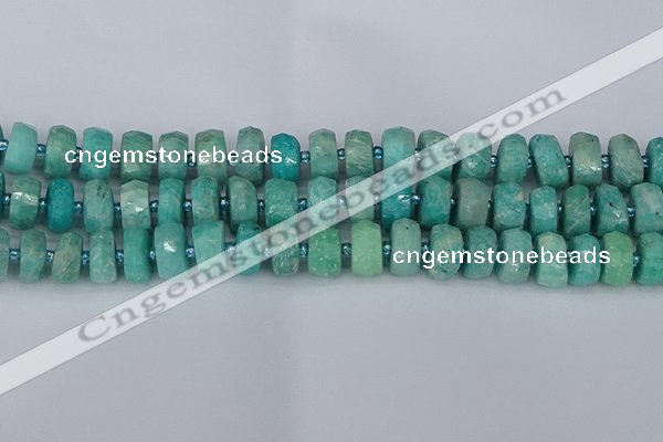 CRB1372 15.5 inches 6*12mm faceted rondelle amazonite beads