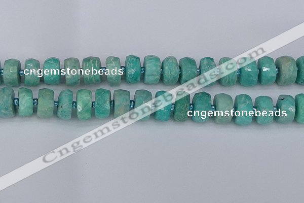 CRB1374 15.5 inches 8*16mm faceted rondelle amazonite beads