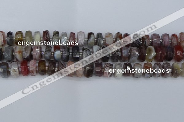 CRB1382 15.5 inches 6*12mm faceted rondelle botswana agate beads