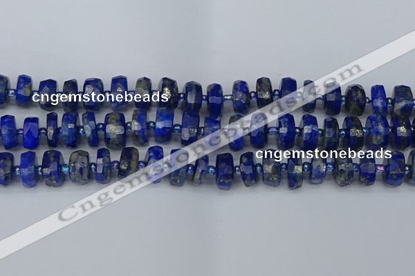 CRB1393 15.5 inches 7*14mm faceted rondelle lapis lazuli beads