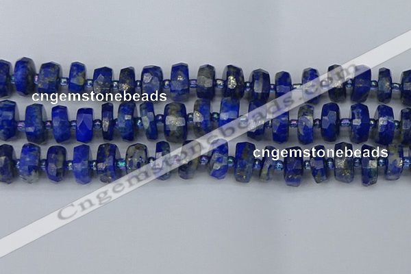 CRB1395 15.5 inches 8*18mm faceted rondelle lapis lazuli beads