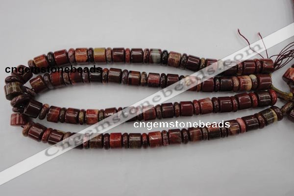 CRB140 15.5 inches 6*12mm & 10*12mm rondelle brecciated jasper beads