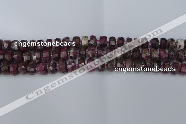 CRB1401 15.5 inches 6*10mm faceted rondelle tourmaline beads