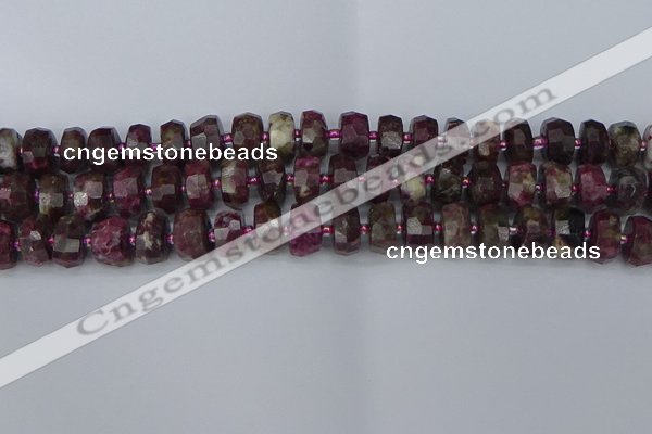 CRB1402 15.5 inches 6*12mm faceted rondelle tourmaline beads