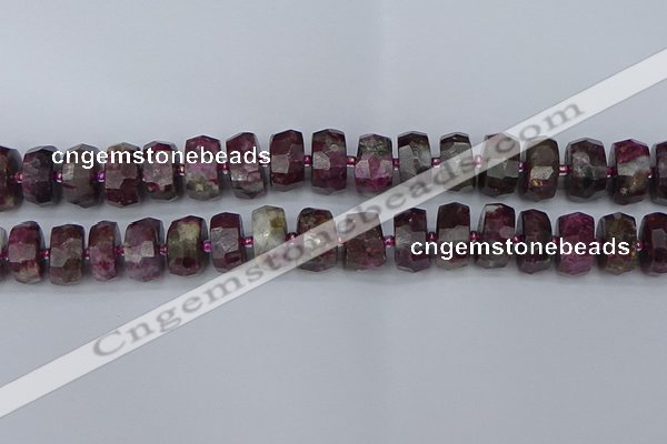 CRB1404 15.5 inches 8*16mm faceted rondelle tourmaline beads