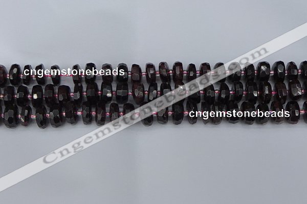 CRB1411 15.5 inches 6*10mm faceted rondelle red garnet beads