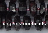 CRB1412 15.5 inches 6*12mm faceted rondelle red garnet beads