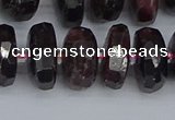 CRB1413 15.5 inches 7*14mm faceted rondelle red garnet beads