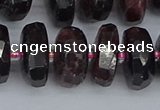 CRB1414 15.5 inches 8*16mm faceted rondelle red garnet beads