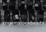 CRB1422 15.5 inches 6*12mm faceted rondelle black tourmaline beads