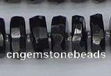 CRB1425 15.5 inches 8*18mm faceted rondelle black tourmaline beads