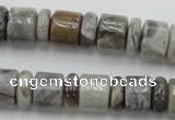 CRB143 15.5 inches 6*12mm & 10*12mm rondelle silver needle agate beads