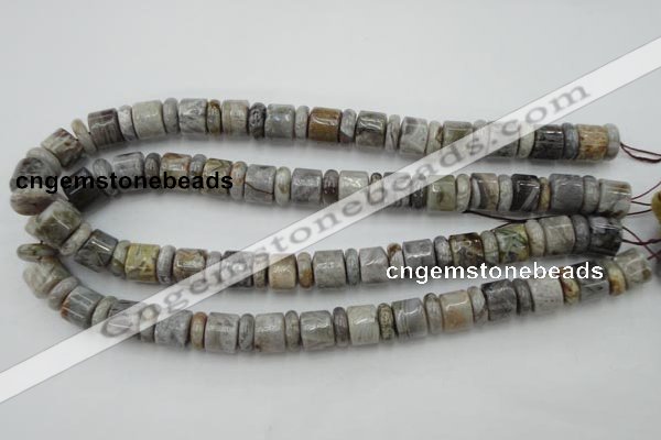 CRB143 15.5 inches 6*12mm & 10*12mm rondelle silver needle agate beads