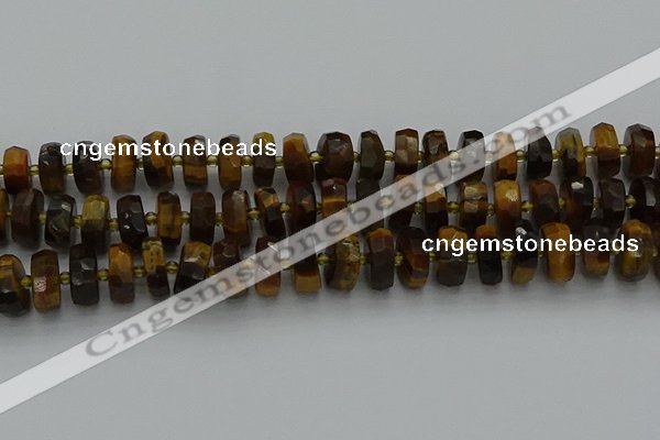 CRB1432 15.5 inches 6*12mm faceted rondelle yellow tiger eye beads