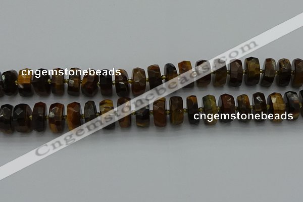 CRB1433 15.5 inches 7*14mm faceted rondelle yellow tiger eye beads