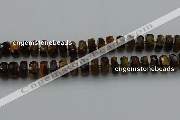 CRB1433 15.5 inches 7*14mm faceted rondelle yellow tiger eye beads