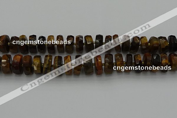 CRB1434 15.5 inches 8*16mm faceted rondelle yellow tiger eye beads