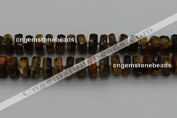 CRB1435 15.5 inches 8*18mm faceted rondelle yellow tiger eye beads