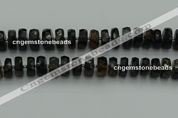 CRB1444 15.5 inches 8*16mm faceted rondelle blue tiger eye beads