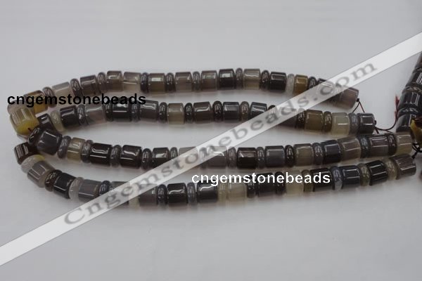 CRB145 15.5 inches 6*12mm & 10*12mm rondelle grey agate beads