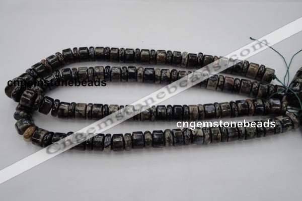 CRB146 15.5 inches 6*12mm & 10*12mm rondelle grey opal gemstone beads