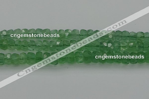 CRB1461 15.5 inches 6*12mm faceted rondelle green fluorite beads