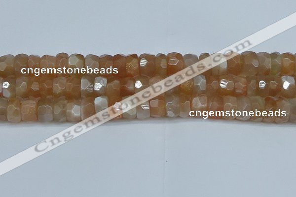 CRB1471 15.5 inches 6*12mm faceted rondelle moonstone beads